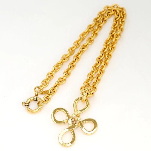 CHANEL CC Logo Large Cross Necklace 26&#034; Gold Tone 93P 3106 Auth #28338 - Picture 3 of 8
